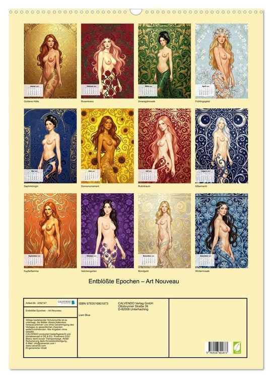 Produktbild: Entbl&ouml;&szlig;te Epochen &ndash; Art Nouveau (Wandkalender 2027 DIN A2 hoch), CALVENDO Monatskalender