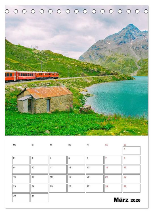 Produktbild: Rh&auml;tische Bahn - aussichtsreiches Bahnerlebnis (Tischkalender 2026 DIN A5 hoch), CALVENDO Monatskalender