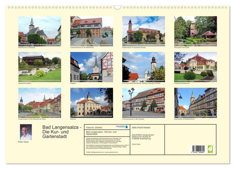 Produktbild: Bad Langensalza - Die Kur- und Gartenstadt (Wandkalender 2026 DIN A2 quer), CALVENDO Monatskalender