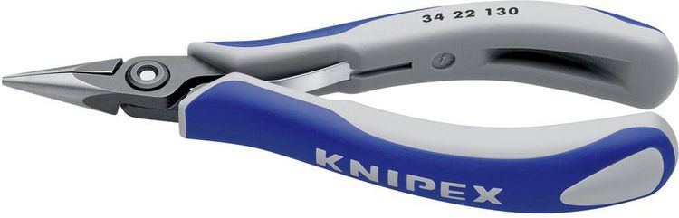 Produktbild: Knipex 34 22 130 Elektrotechnik und Feinwerktechnik Flachrundzange Gerade Chrom-Vanadium Kugellagerstahl 135 mm