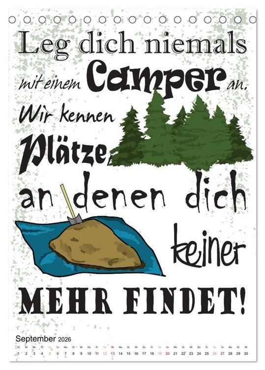 Produktbild: CampingSpr&uuml;che (Tischkalender 2026 DIN A5 hoch), CALVENDO Monatskalender
