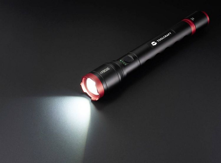 Produktbild: TOOLCRAFT TO-9927687 Handlampe verstellbar, Einstellbare Punktgr&ouml;&szlig;e, mit Stroboskopmodus, mit USB-Schnittstelle Li-Ionen Akkus