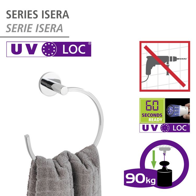 Produktbild: UV-Loc&reg; Handtuchring Mod. Isera, Befestigen ohne Bohren mit innovativem Klebesystem