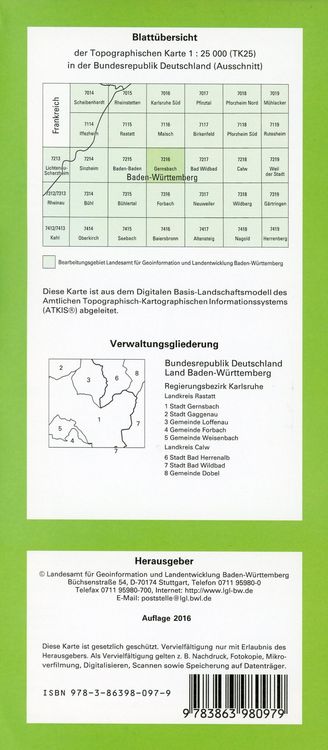 Produktbild: Gernsbach 1 : 25 000