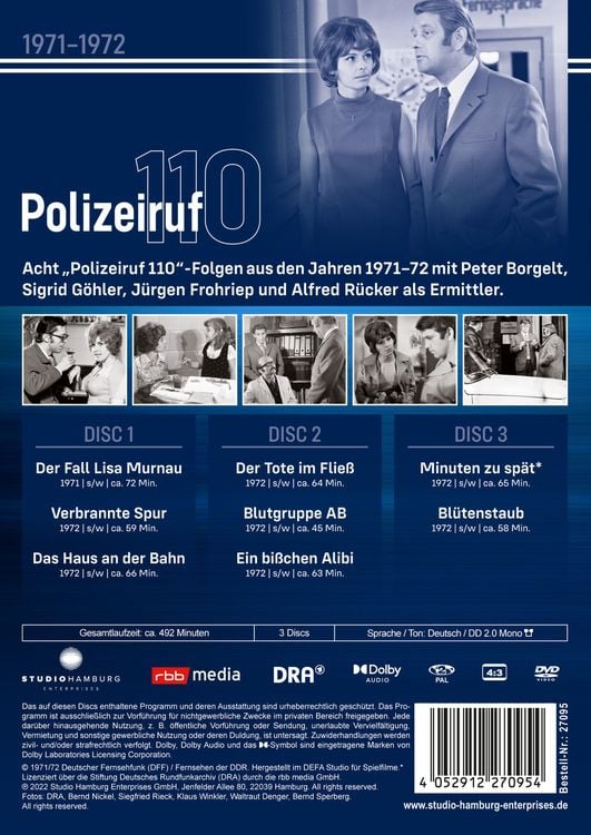 Produktbild: Polizeiruf 110 - Box 1 (DDR TV-Archiv) 3 DVDs mit Sammelr&uuml;cken