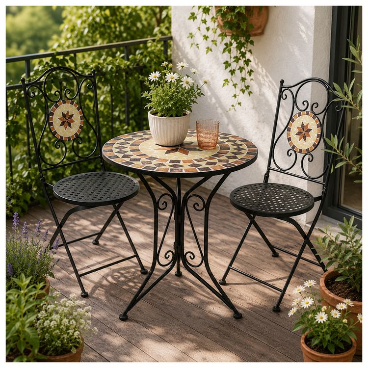 Produktbild: HTI-Living Gartenstuhl 2er-Set Metall Schwarz Kairo Gartenstuhl 2er-Set Metall Schwarz Kairo
