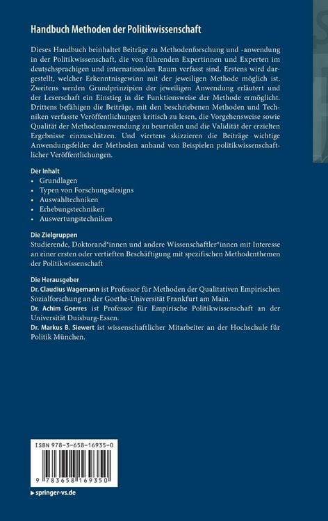 Produktbild: Handbuch Methoden der Politikwissenschaft