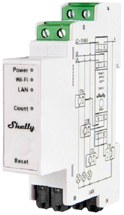 Produktbild: Shelly Pro 3EM 120A Stromz&auml;hler Wi-Fi, Bluetooth
