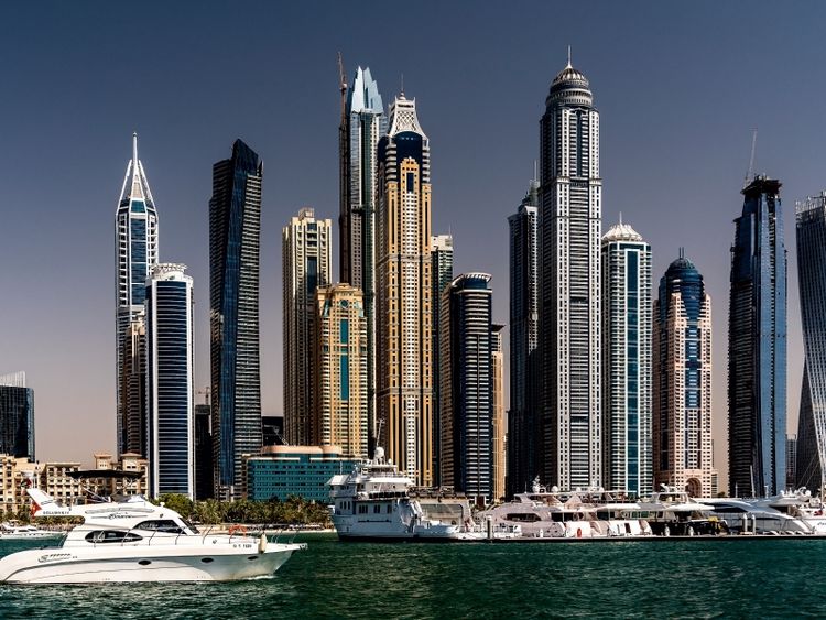 Produktbild: CALVENDO Puzzle Dubai Marina - Blick vom Meer 1000 Teile Puzzle quer | 1000 Teile Lege-Gr&ouml;&szlig;e 64 &times; 48 cm Foto-Puzzle f&uuml;r gl&uuml;ckliche Stunden