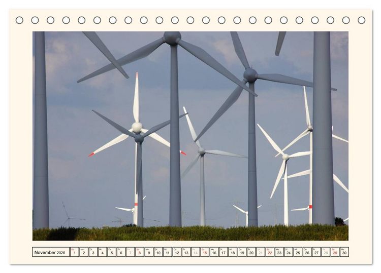 Produktbild: Windkraft in der Landschaft Ostfrieslands (Tischkalender 2026 DIN A5 quer), CALVENDO Monatskalender