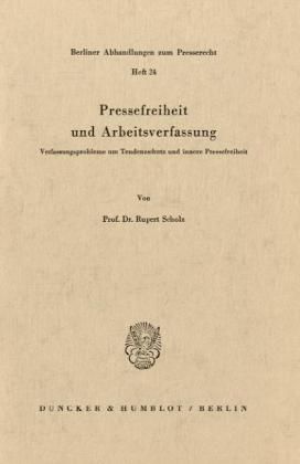 Produktbild: Pressefreiheit und Arbeitsverfassung.