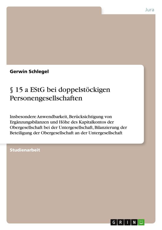 Produktbild: &sect; 15 a EStG bei doppelst&ouml;ckigen Personengesellschaften