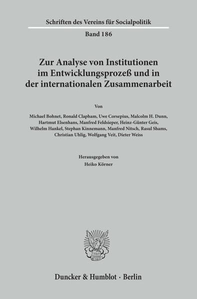 Produktbild: Zur Analyse von Institutionen im Entwicklungsproze&szlig; und in der internationalen Zusammenarbeit.