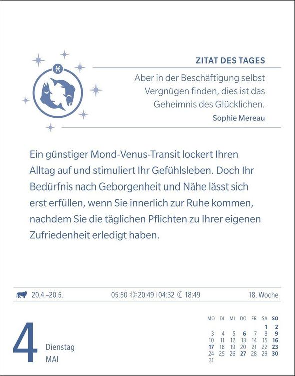 Produktbild: Fische Sternzeichenkalender 2027 - Tagesabrei&szlig;kalender - Ihr Horoskop f&uuml;r jeden Tag