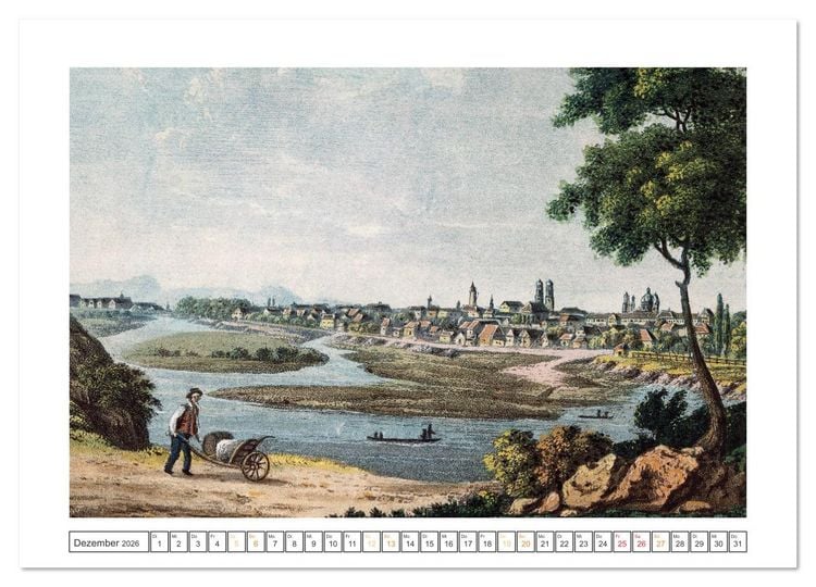 Produktbild: M&uuml;nchen: In alten Stichen und Zeichnungen (Wandkalender 2026 DIN A4 quer), CALVENDO Monatskalender