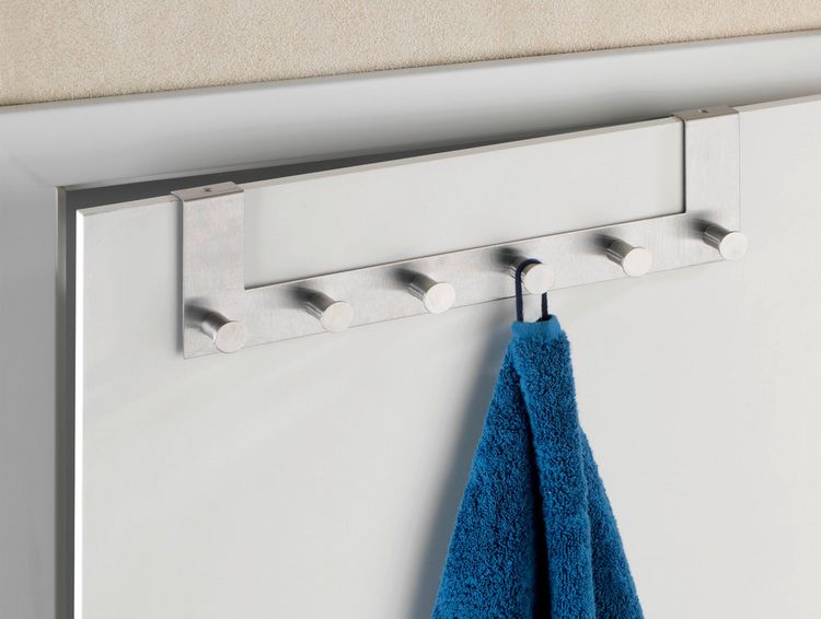 Produktbild: T&uuml;rgarderobe Edelstahl Mod. Celano, 6 Haken, f&uuml;r T&uuml;rfalzst&auml;rken bis 2 cm