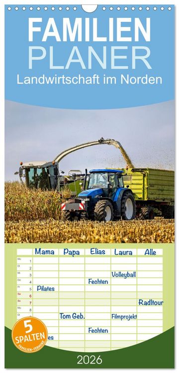 Produktbild: Familienplaner 2026 - Landwirtschaft im Norden mit 5 Spalten (Wandkalender, 21 x 45 cm) CALVENDO