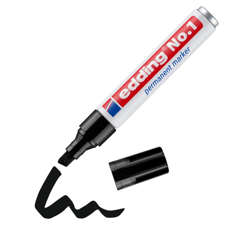 Produktbild: Permanent-Marker edding No. 1 4-1001 Farbe schwarz Strichst&auml;rke 1 - 1,5 mm