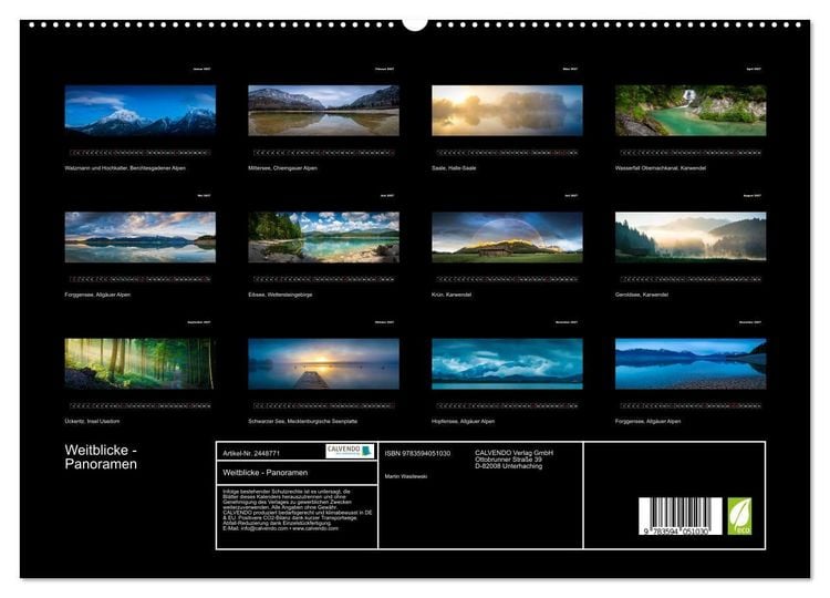 Produktbild: Weitblicke - Panoramen (hochwertiger Premium Wandkalender 2027 DIN A2 quer), Kunstdruck in Hochglanz