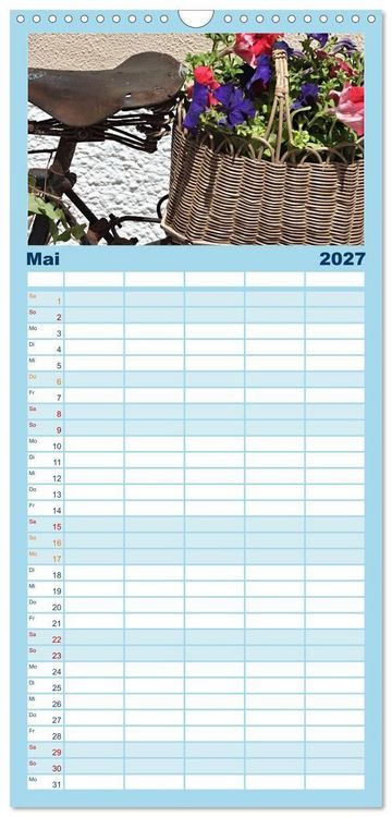 Produktbild: Familienplaner 2027 - Liebe zum Fahrrad mit 5 Spalten (Wandkalender, 21 x 45 cm) CALVENDO