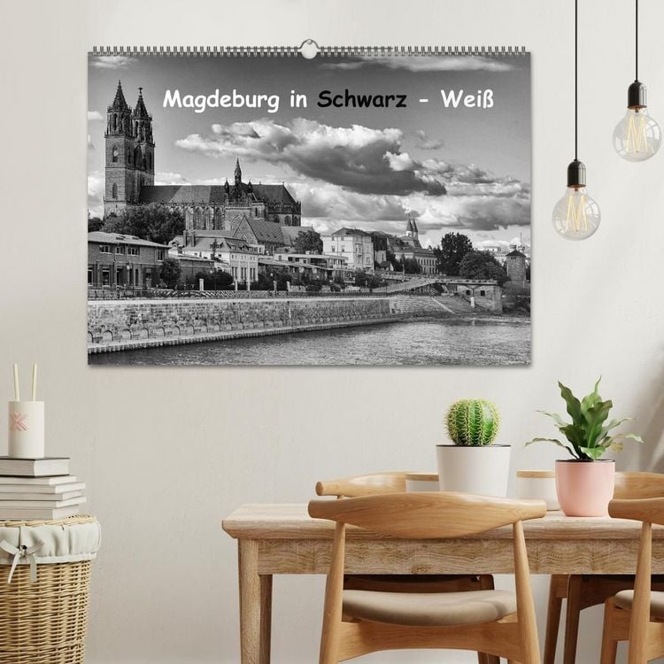 Produktbild: Magdeburg in Schwarz - Wei&szlig; (Wandkalender 2027 DIN A2 quer), CALVENDO Monatskalender