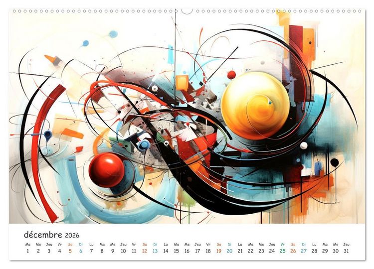 Produktbild: L'art abstrait en mouvement (Calendrier mural 2026 DIN A2 vertical), CALVENDO calendrier mensuel