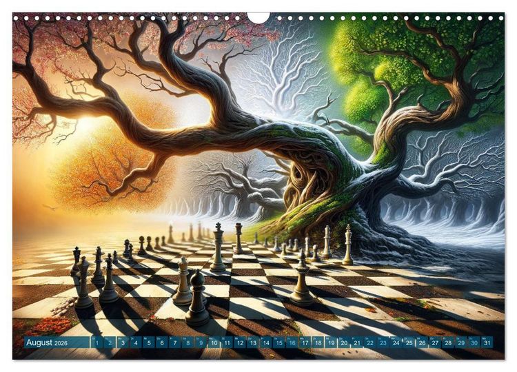 Produktbild: Schachwelten: Zw&ouml;lf Monate im Reich der K&ouml;nige (Wandkalender 2026 DIN A3 quer), CALVENDO Monatskalender