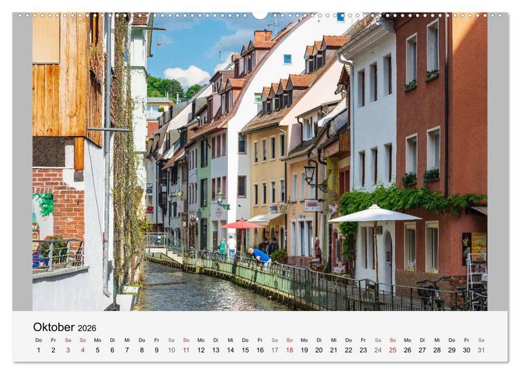 Produktbild: Freiburg im Breisgau. Malerische Stadt am Rande des Schwarzwaldes (hochwertiger Premium Wandkalender 2026 DIN A2 quer), Kunstdruck in Hochglanz