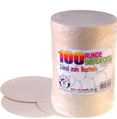 Produktbild: Corvus A750510 - Kids at work, 100x Bierdeckel blanko rund, Bastelmaterial