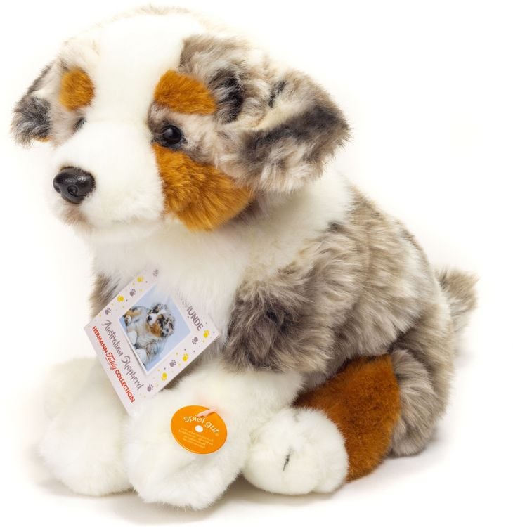 Produktbild: Teddy Hermann 91935 - Australian Shepherd Welpe sitzend, 22 cm, Sonderedition Lieblingshunde, Pl&uuml;schtier