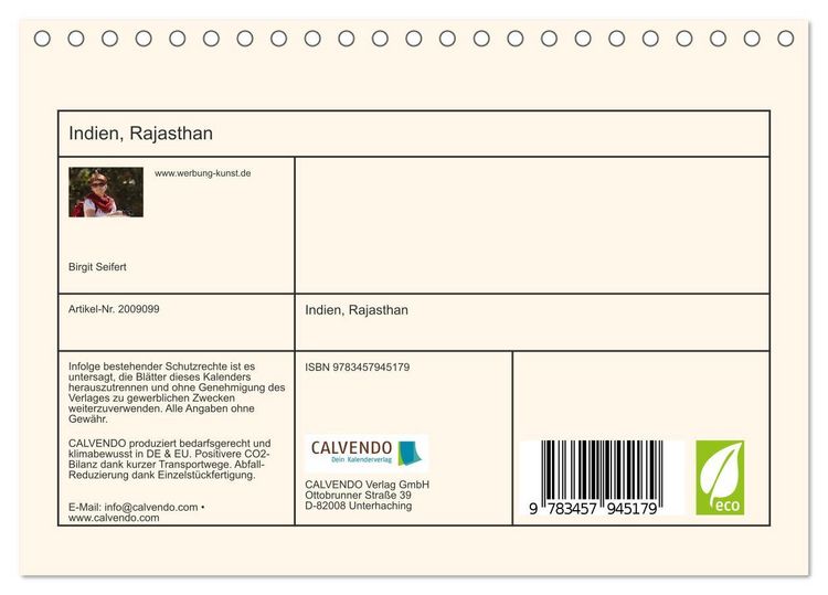 Produktbild: Indien, Rajasthan (Tischkalender 2026 DIN A5 quer), CALVENDO Monatskalender