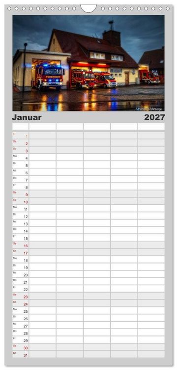 Produktbild: Familienplaner 2027 - HDR Einsatzfahrzeuge mit 5 Spalten (Wandkalender, 21 x 45 cm) CALVENDO