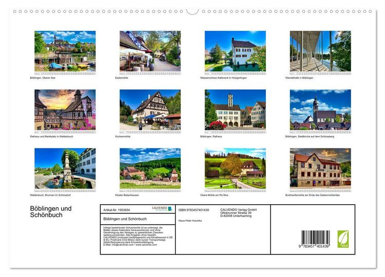 Produktbild: B&ouml;blingen und Sch&ouml;nbuch (hochwertiger Premium Wandkalender 2026 DIN A2 quer), Kunstdruck in Hochglanz