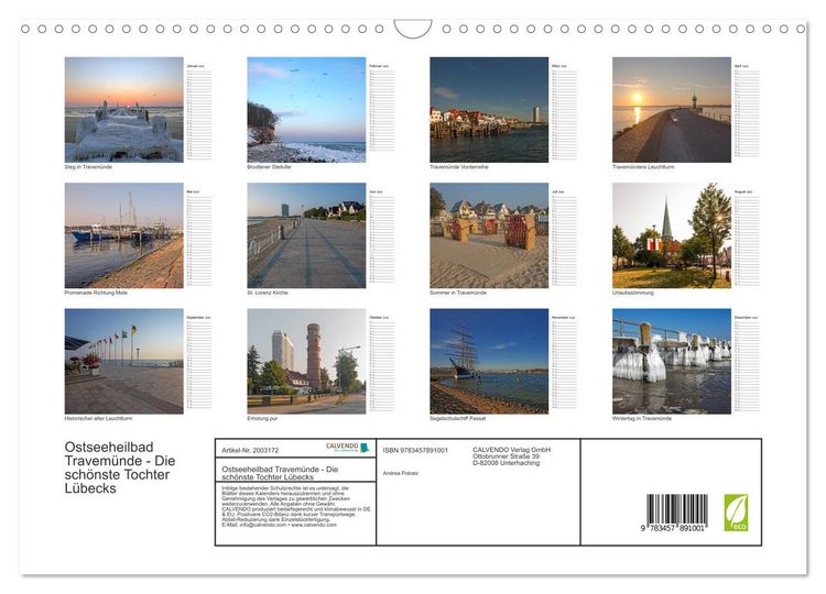 Produktbild: Ostseeheilbad Travem&uuml;nde - Die sch&ouml;nste Tochter L&uuml;becks (Wandkalender 2026 DIN A3 quer), CALVENDO Monatskalender