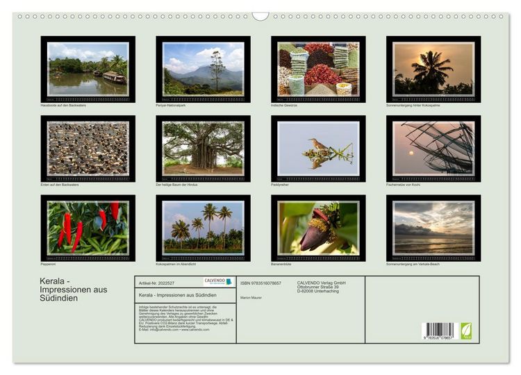 Produktbild: Kerala - Impressionen aus S&uuml;dindien (Wandkalender 2026 DIN A2 quer), CALVENDO Monatskalender