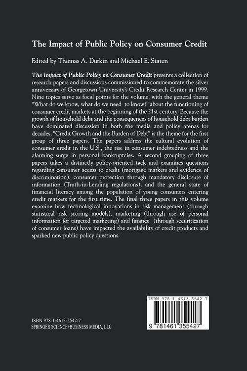 Produktbild: The Impact of Public Policy on Consumer Credit
