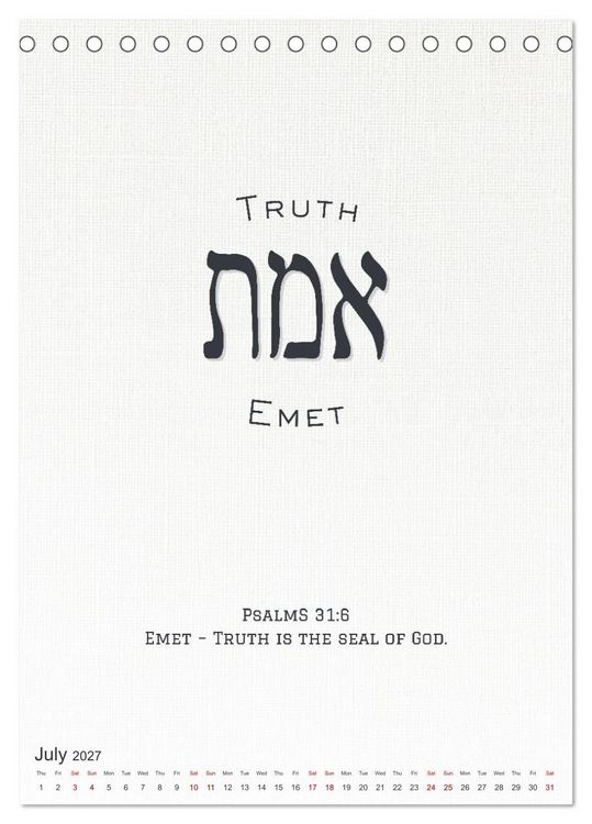 Produktbild: The Radiant Path Hebrew Letters Inspiring the Soul (Desk Calendar 2027 DIN A5 portrait), CALVENDO 12 Month DeskCalendar