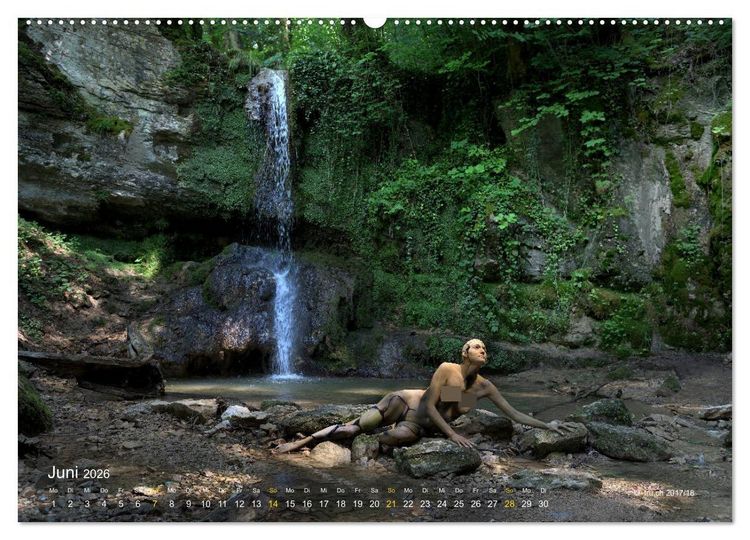 Produktbild: BODYPAINTING AM WASSERFALL VON LINN (Wandkalender 2026 DIN A2 quer), CALVENDO Monatskalender