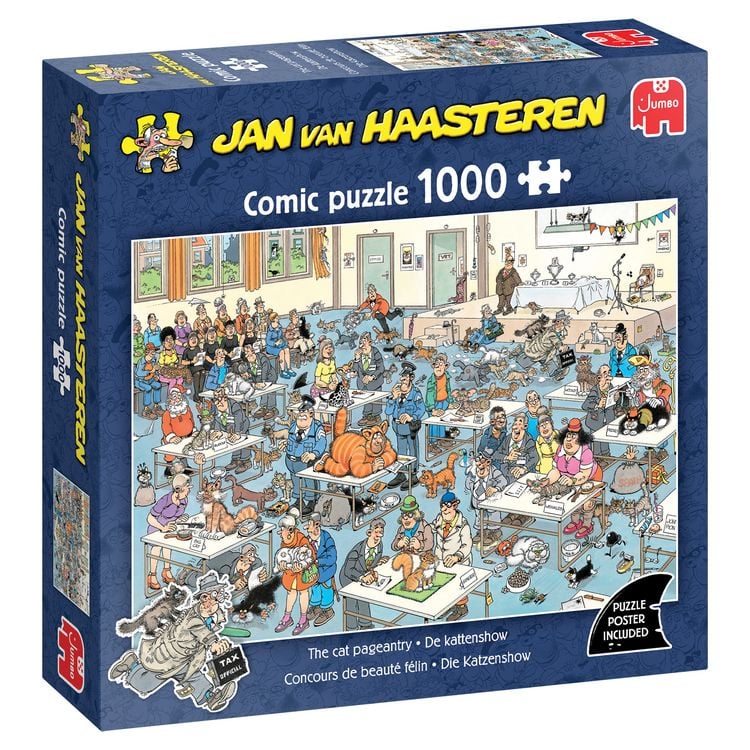 Produktbild: Jumbo 1110100619 - Jan van Haasteren, Die Katzenshow, Comic-Puzzle, 1000 Teil