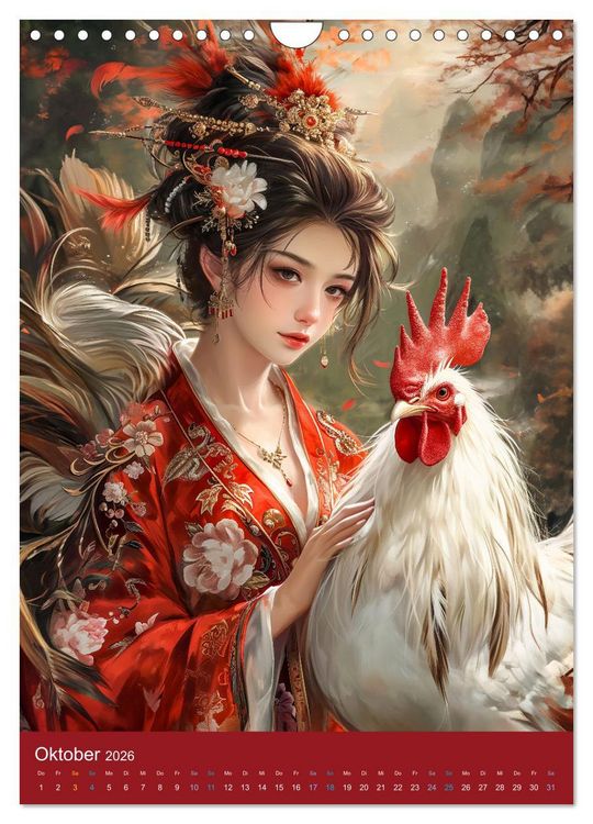 Produktbild: Chinesische Tierkreiszeichen - Fantasie-Zodiak im Stil des alten Chinas (Wandkalender 2026 DIN A4 hoch), CALVENDO Monatskalender