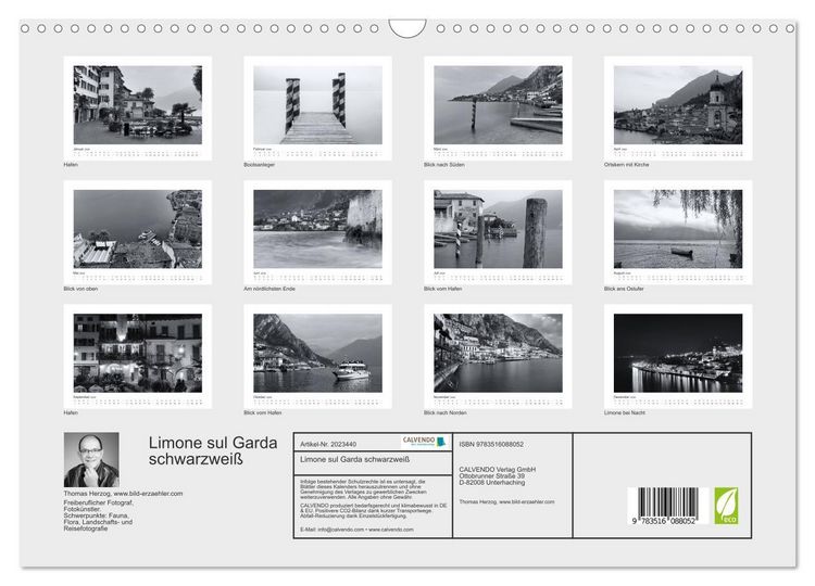 Produktbild: Limone sul Garda schwarzwei&szlig; (Wandkalender 2026 DIN A3 quer), CALVENDO Monatskalender