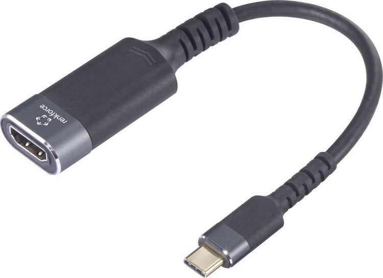 Produktbild: Renkforce RF-6798312 USB-C&reg; / HDMI Adapterkabel [1x - 1x HDMI-Buchse] Schwarz-Grau 4K UHD 0.20 m