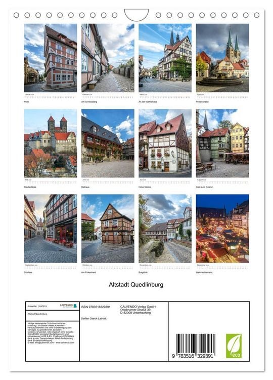 Produktbild: Altstadt Quedlinburg (Wandkalender 2026 DIN A4 hoch), CALVENDO Monatskalender