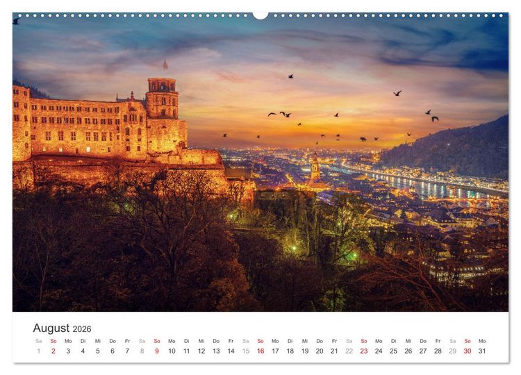 Produktbild: D&auml;mmerung in der Metropolregion Rhein-Neckar (hochwertiger Premium Wandkalender 2026 DIN A2 quer), Kunstdruck in Hochglanz