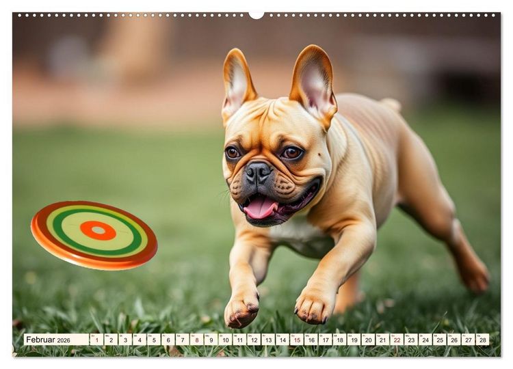 Produktbild: Frenchies in Spiellaune (hochwertiger Premium Wandkalender 2026 DIN A2 quer), Kunstdruck in Hochglanz