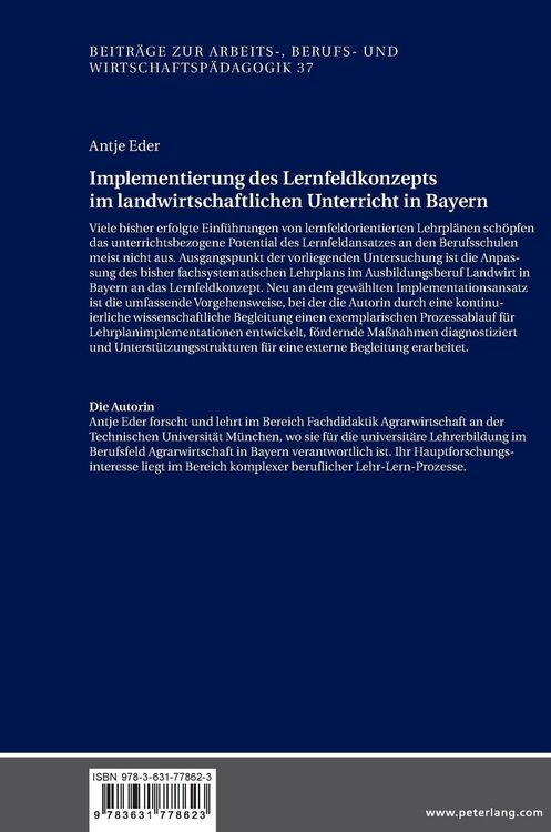 Produktbild: Implementierung des Lernfeldkonzeptes im landwirtschaftlichen Unterricht in Bayern