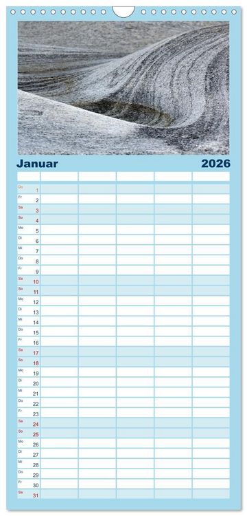 Produktbild: Familienplaner 2026 - Farben und Formen der Verzasca mit 5 Spalten (Wandkalender, 21 x 45 cm) CALVENDO