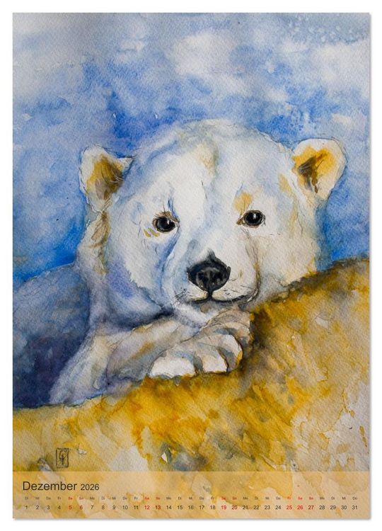 Produktbild: Tiere in Aquarell portraitiert (Wandkalender 2026 DIN A3 hoch), CALVENDO Monatskalender