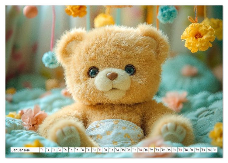 Produktbild: Teddy Babykalender - Jeden Monat zum Knuddeln s&uuml;&szlig; (Tischkalender 2026 DIN A5 quer), CALVENDO Monatskalender