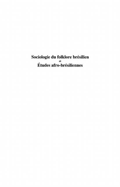 Produktbild: Sociologie du folklore bresilien